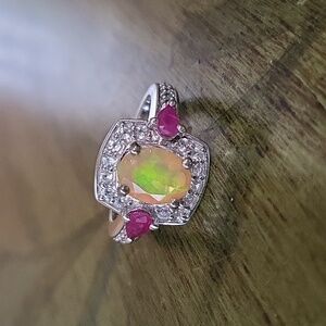 Genuine Opal/ Ruby Ring